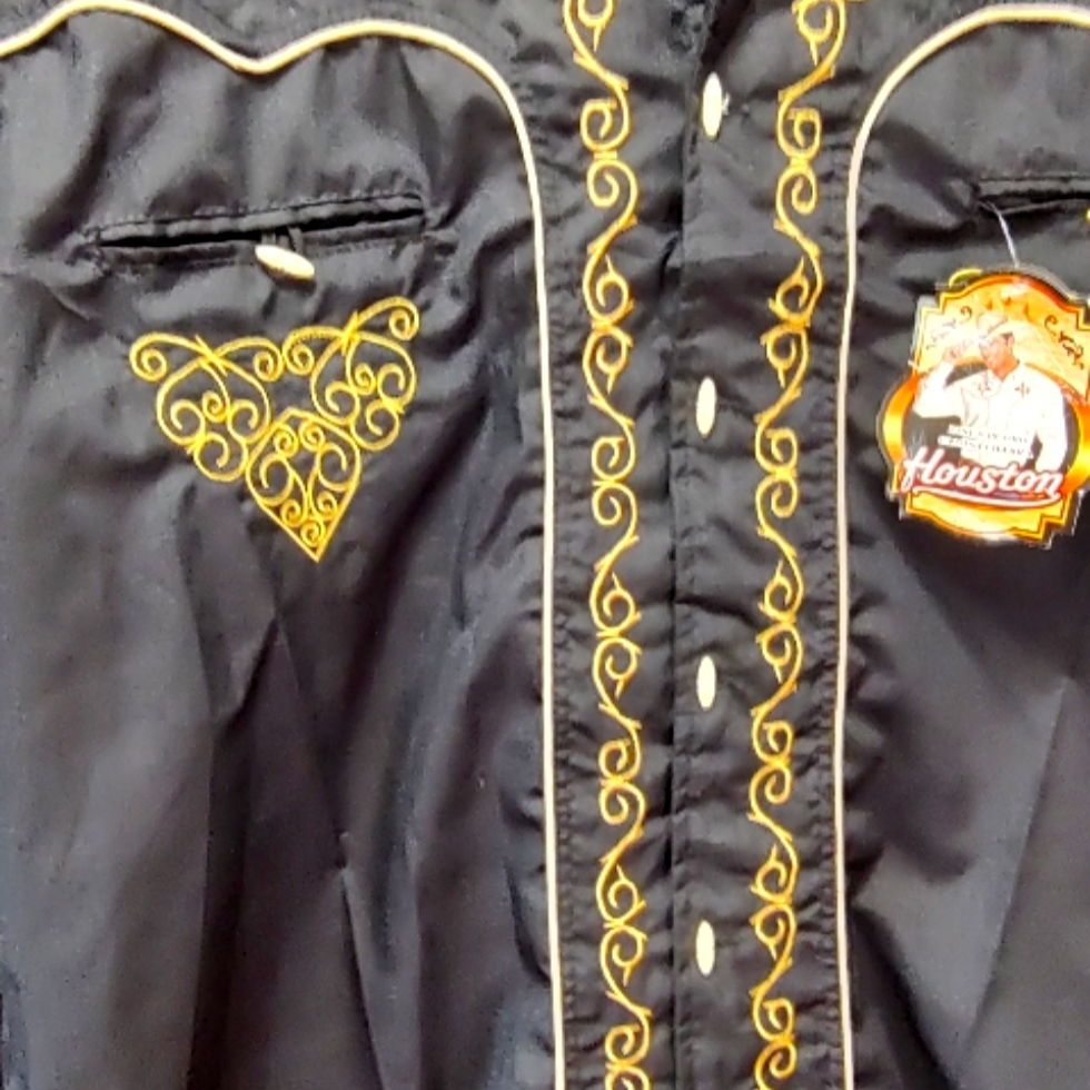 Mens Western Shirt Size 46 Black Houston Brand